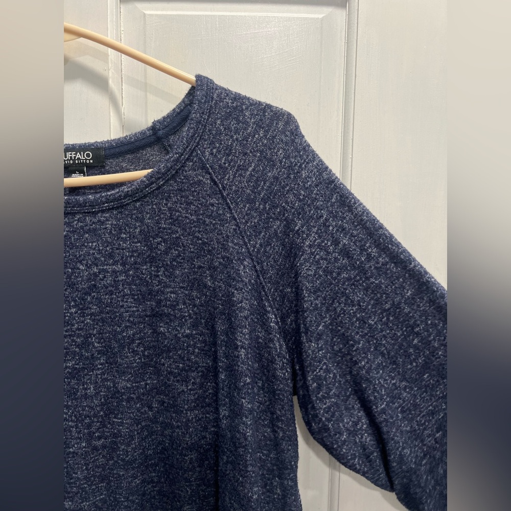 BUFFALO David Bitton Heathered Blue Scoop Neck Sweater SIZE LARGE Pre Loved - Picture 3 of 7